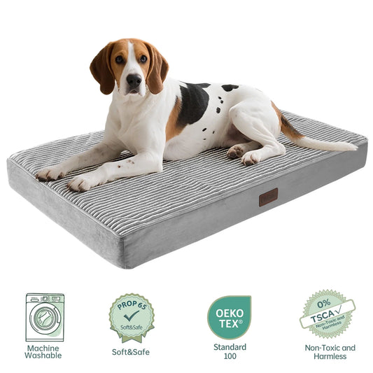 Orthopedic Large Dog Bed 35In, Deluxe Pet Bed for Crates, Waterproof and Washable, 25D Egg Crate Foam Pad Anti-Slip Sleeping Mat for Cats Breeds, 35" X 22", Gray