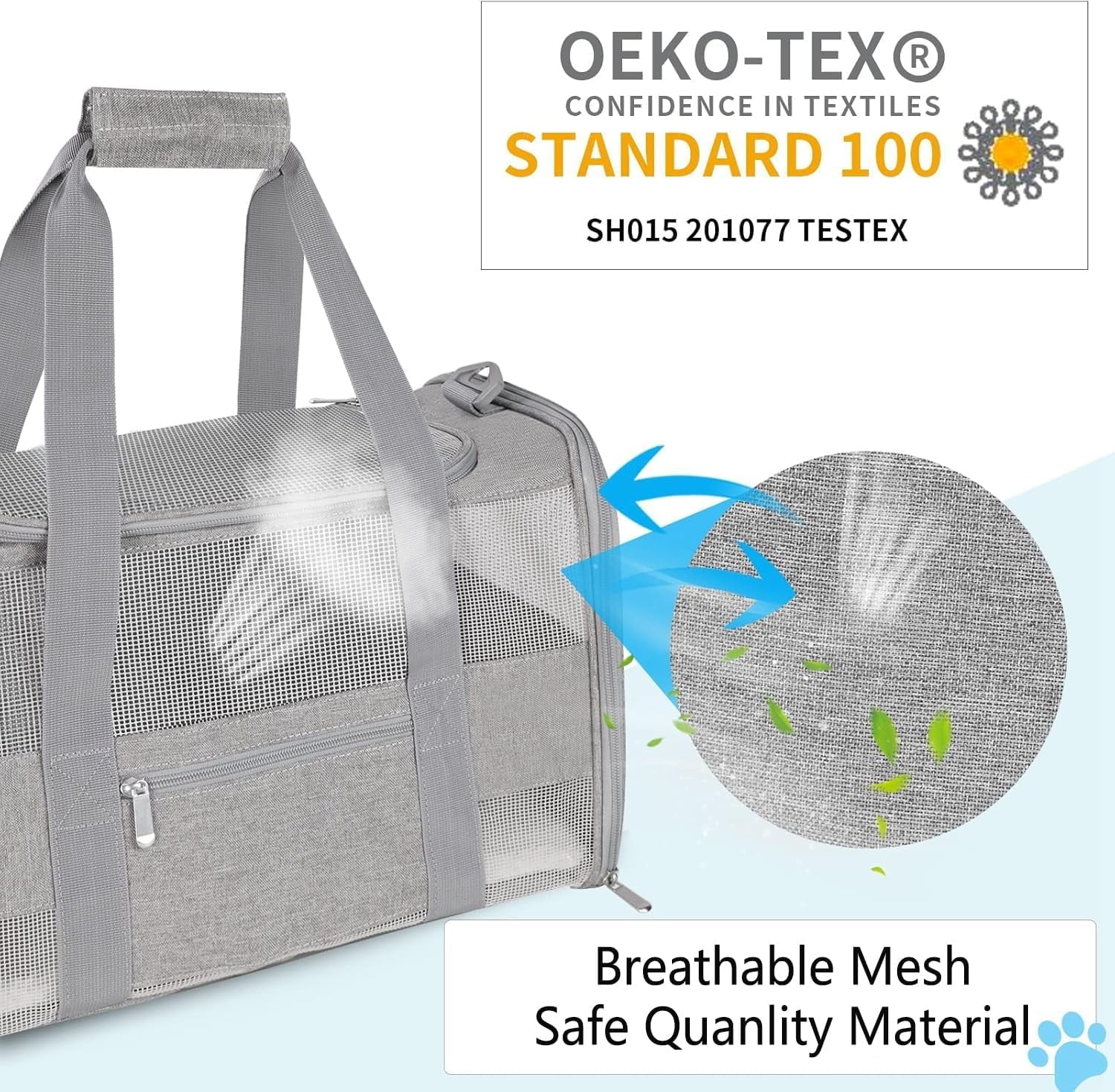 Cat and Small Dog Travel Bag, Tsa-Approved Soft-Sided Pet Tote for Pets under 15Lb, Collapsible Airline-Friendly Design – Grey