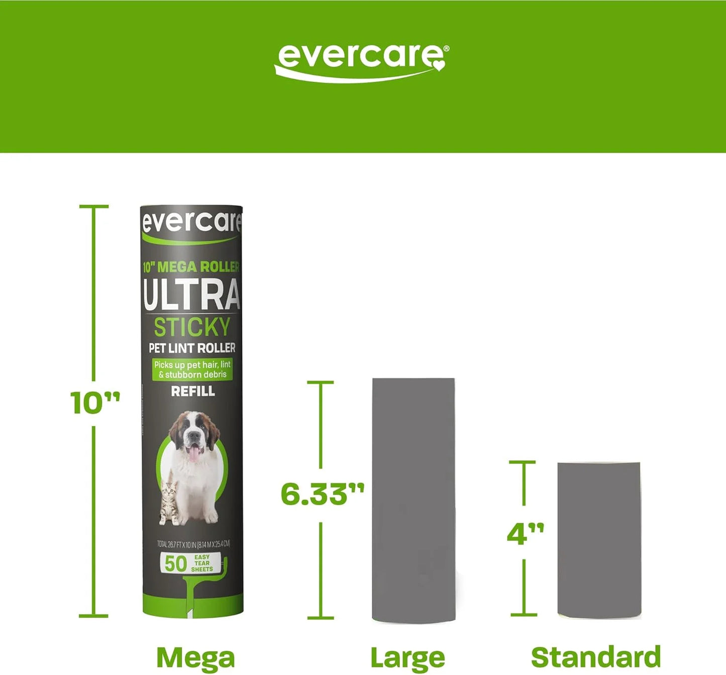 Pack of 3 All-Purpose Pet Mega Oversized Lint Roller Refills, 150 Sheets Total