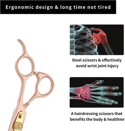 7 Inches Professional Pet Grooming Scissors, 440C Japanese Steel Straight & Curved & Thinning & Chunker Shears/Scissors for Dog Cat and More Pets (7 Inch-Chunker Scissors)