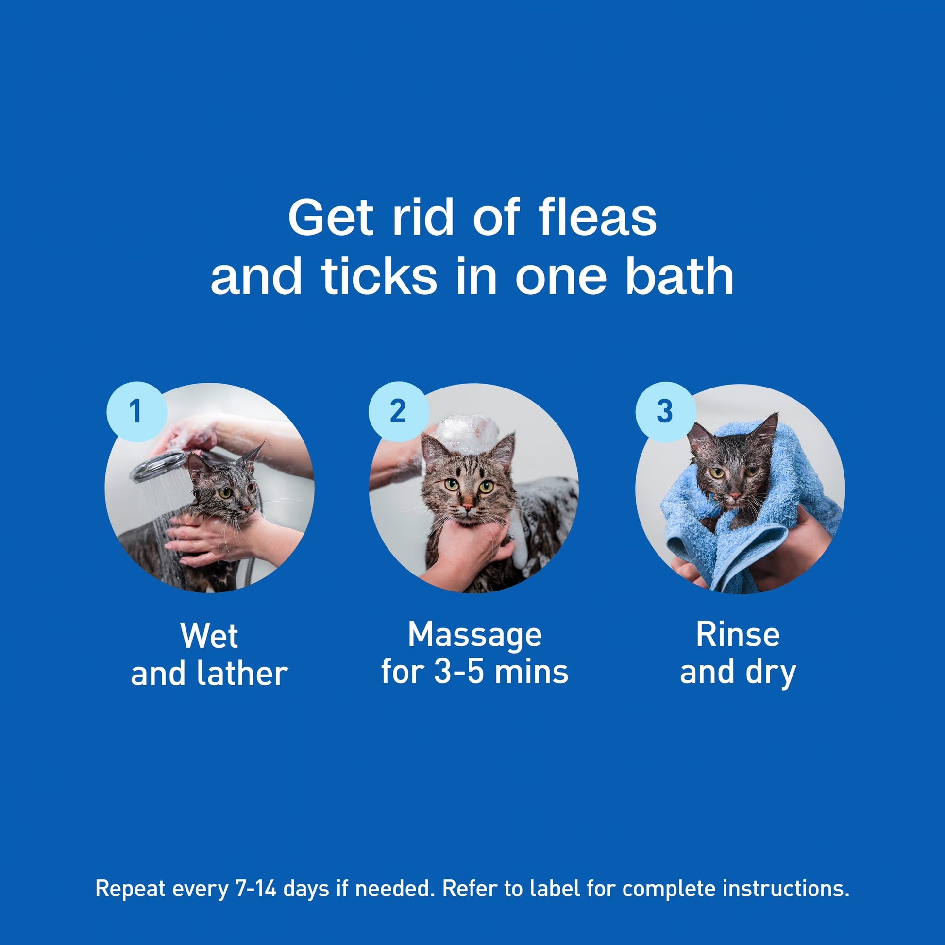 Flea & Tick Cleansing Shampoo for Cats & Kittens, Flea Shampoo to Treat Flea Infestations, Kills Ticks, Fleas, Flea Eggs & Lice, Cleans and Conditions Coat, 12 Fl Oz