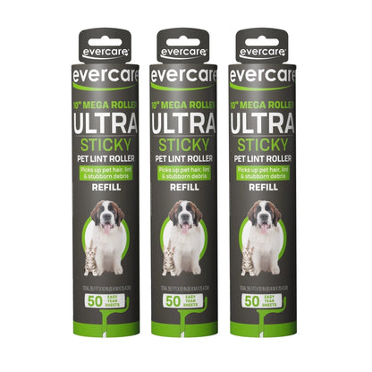 Pack of 3 All-Purpose Pet Mega Oversized Lint Roller Refills, 150 Sheets Total