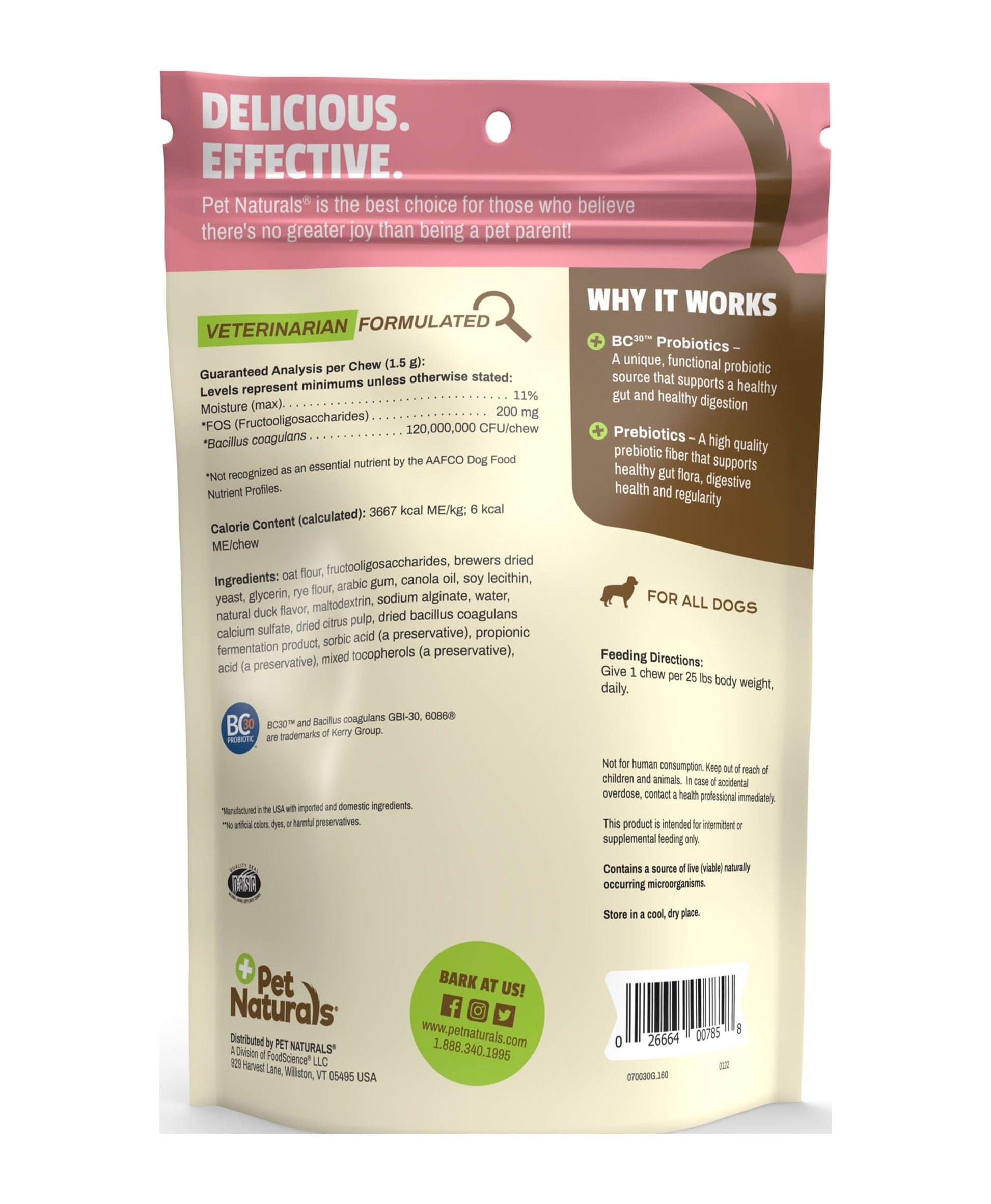 Daily Probiotic for Dogs, Digestive Health, Duck Flavor, 160 Count