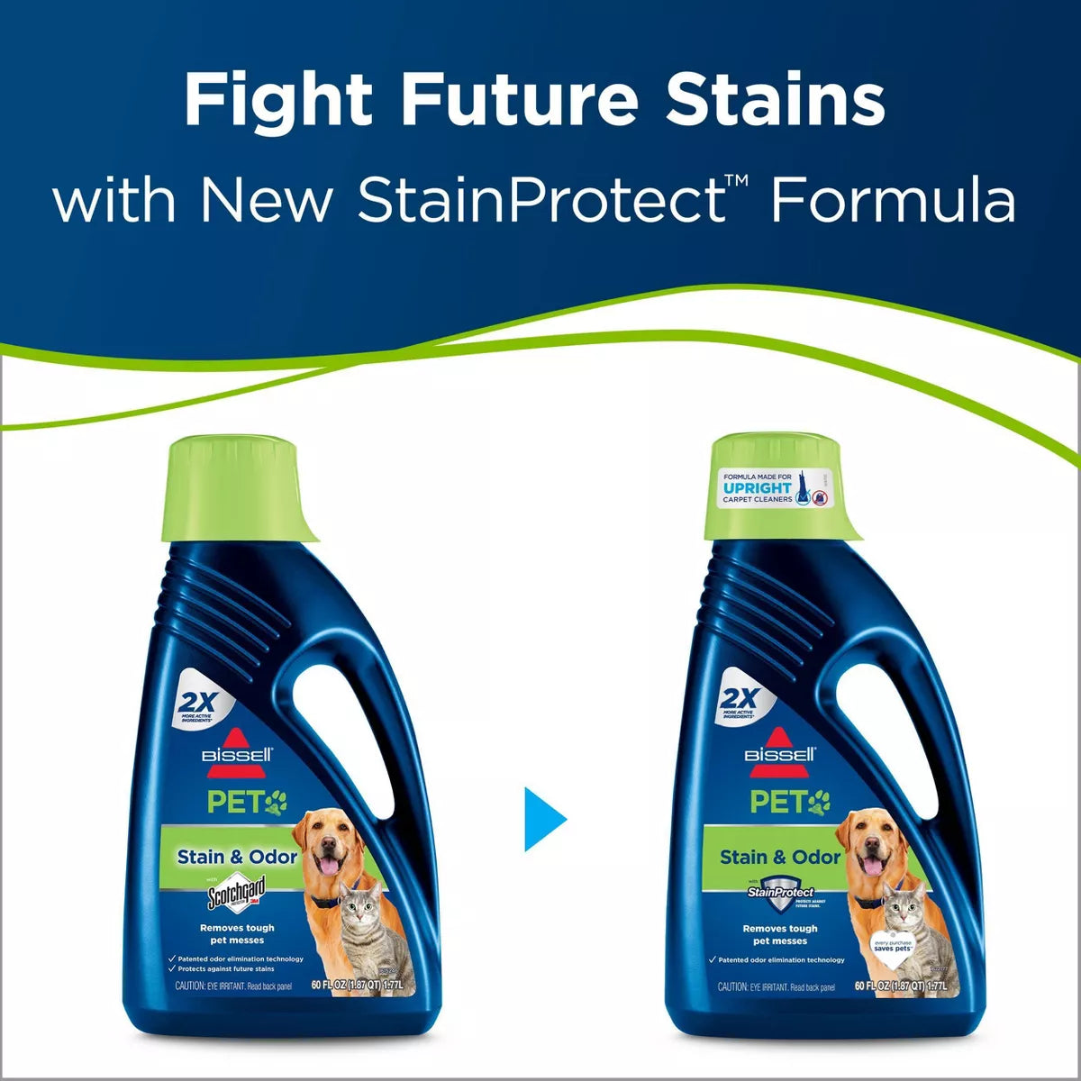 BISSELL 2X Pet Stain & Odor 60Oz. Upright Carpet Cleaner Formula - 99K52: Liquid Solution for Carpets & Upholstery